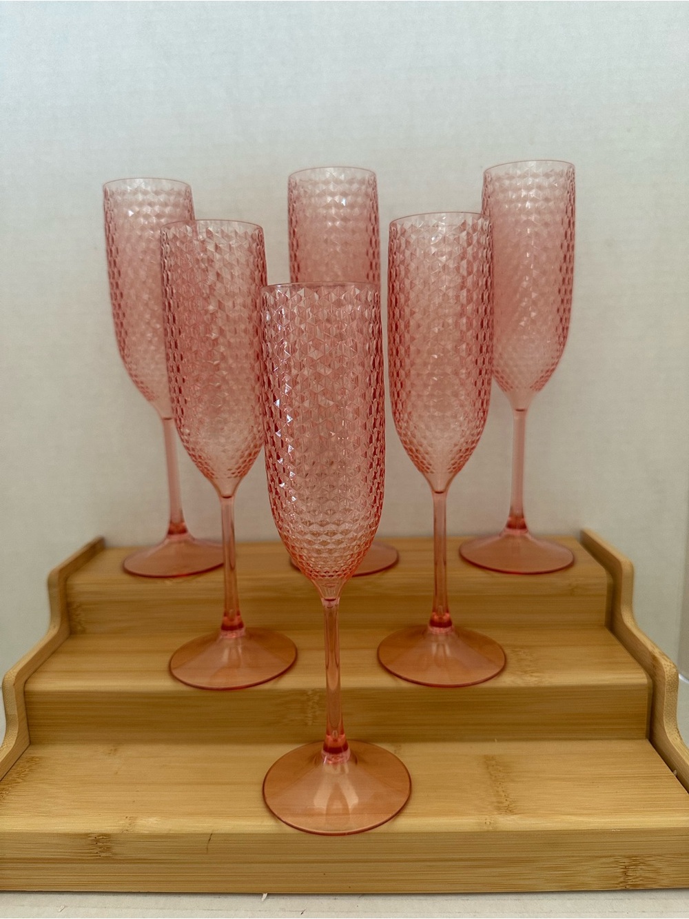 Pink Acrylic Textured Champagne Flutes - Set of 6 #4